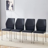 Lot de 4 chaises de salle à manger, style léger-luxe, patins antidérapants, 43x42.6x93 cm, Noir+Argenté(m-5)