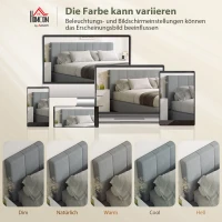HOMCOM Hoofdeinde 3-voudig in hoogte verstelbaar, gestoffeerd hoofdeinde met metalen poten, linnenlook voor slaapkamer 160x10x106/116/126 cm Grijs(m-7)