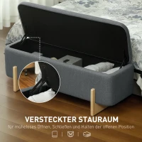 HOMCOM Hocker met opbergruimte, Opbergbank met schuimrubber bekleding, Linnenlook, 111 x 44 x 44,5 cm, Donkergrijs(m-4)