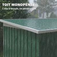 Outsunny Abri de jardin 3,6 m² 280 x 130 x 172 cm kit de fondation porte coulissante ventilations acier galvanisé vert foncé(m-7)