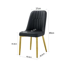 Lot de 2 chaises de salle à manger modernes, assise rembourrée, embouts antidérapants, 43x41.5x89 cm, Noir+Doré(m-3)