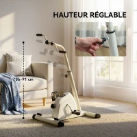 SPORTNOW Vélo d'entraînement pour mains, bras, genoux et jambes réglable en hauteur écran LCD 60 x 40 x 86-91 cm blanc(m-5)