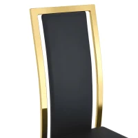 Chaise de salle à manger minimaliste européenne, bordure dorée 3D et dossier haut ergonomique, 44x42.7x109 cm, Noir+Doré(m-6)