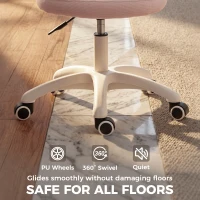 HOMCOM Office Chair, Armless Computer Desk Chair with Breathable Mesh, Adjustable Height, Swivel Wheels, Pink(m-7)