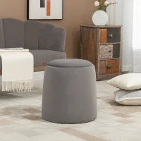 HOMCOM 2-in-1 Pouf in fluweellook met opbergruimte en afneembare deksel Φ44 cm x 47,5 cm Donkergrijs(m-2)