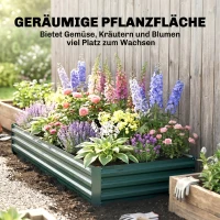 Outsunny Stalen verhoogde plantenbak, open bodem, eenvoudige montage, 95L x 90,5B x 29,8H cm, Groen(m-4)