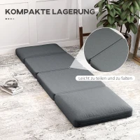 HOMCOM Opvouwbare vloerstoel met kussens, omvormbaar tot gestoffeerde bank, voor woonkamer, gastenkamer, kantoor, 75 x 268 x 18 cm, Donkergrijs(m-6)