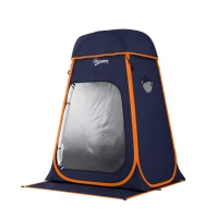 Outsunny Tente de douche portable Pop Up Toilette tente de camping Pliable Toit Amovible Poche Sac 152 x 152 x 200 cm bleu foncé(m-11)