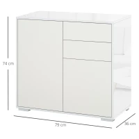 HOMCOM vrijstaande kast opbergkast multifunctionele kast archiefkast dressoir 2 lades 2 deuren E1 spaanplaat wit 79 x 36 x 74 cm(m-3)