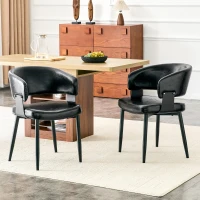 Lot de 2 chaises de salle à manger style mid-century, design tonneau, haute densité ergonomique, 46.5x48x77.3 cm, Noir(m-4)