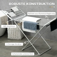 HOMCOM Droogrek met Verwarming, 45-55 ℃, Opvouwbaar, 144L x 53B x 96H cm(m-7)