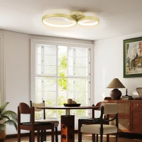 HOMCOM Lámpara de Techo LED 40W 3000 K/4000 K/6500 K para Dormitorio Salón Cocina Comedor Dorado(m-10)