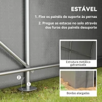 Outsunny Tenda de Jardim para Bicicletas com Estrutura em Aço, Porta com Fecho, Impermeável 2,4x1,6x1,9 m Cinzento Claro(m-5)