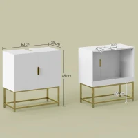 kleankin Móvel para Lavatório Pousar Moderno com 2 Portas e Pés de Aço 60x30x65 cm Branco e Dourado(m-4)