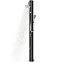 Outsunny Douche Solaire de Jardin 40L avec Douchette à Main et Robinet Lave-Pieds Mitigeur Eau Chaude 218cm de Haut Anti-UV Noir(m-12)