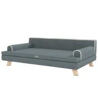 PawHut Canapé pour chien chat design scandinave coussin moelleux amovible pieds bois massif 100 x 62 x 32 cm gris(m-11)