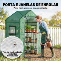 Outsunny Estufa de Jardim com 1 Porta 2 Janelas e Prateleiras de 2 Níveis em Forma de U para Cultivo de Plantas 140x73x190 cm Verde(m-6)