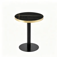 Table d'appoint ronde, plateau anti-rayures facile à nettoyer, 60x60x74 cm, Noir(m-8)