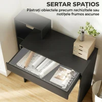 HOMCOM Birou modern compact, birou calculator cu 3 rafturi deschise și sertar mare, birou cu bibliotecă din lemn, pentru birou, studiu și lucrat de acasă, 100x40x90cm, negru(m-5)