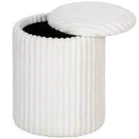 HOMCOM Opberghocker met omkeerbaar deksel, moderne cord-zitpoef voor woonkamer en slaapkamer, wit(m-11)