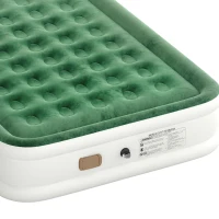 Outsunny Inflatable Mattress, Double Air Bed with Built-in Electric Pump, 3 Mins Inflation, Flocked Surface, Dark Green(m-10)