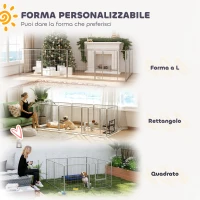 PawHut Recinto per Cani a 8 Pannelli Modulabili Pieghevole con Porta in Acciaio, Altezza 80 cm, Argento(m-4)