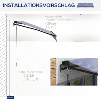 Outsunny Zonneluifel Luifel voor Terras, incl. Handkruk, weerbestendig, 247 cm x 295 cm, Blauw + Wit(m-7)