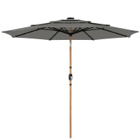 Outsunny Garden Parasol, Parasol Umbrella with 3-tier Roof, Crank Handle, Tilt Function, Polyester Canopy, Grey(m-15)