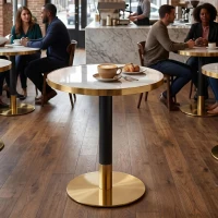 Table d'appoint ronde, plateau anti-rayures facile à nettoyer, 60x60x74 cm, Blanc(m-5)