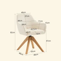 Chaise de salle à manger pivotante 360° (lot de 2), design moderne légèrement luxueux, 58,00x46,00x82,00 cm, Couleur naturelle(m-3)