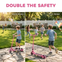 AIYAPLAY Electric Scooter for Kids 6-14 Years, with Colourful Lights, Pink(m-8)