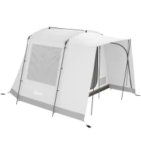 Outsunny Tente arrière de voiture Tente d'auvent de Voiture pour 2 à 4 per. 320 x 280 x 205 cm avec 4 portes, fenêtre, gris(m-13)