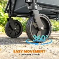 Outsunny 180L Festival Trolley on Wheels, Folding Compact Camping Trolley Cart with Adjustable Handle, 120 KG Capacity for Garden, Beach, Fishing, Grey(m-7)