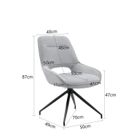Chaise de salle à manger pivotante 360°, accoudoirs, patins réglables antidérapants, 50x50x87 cm, Gris clair(m-3)