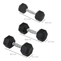HOMCOM Rubber Dumbbell Set Sports Hex Weight Sets Home Gym Fitness Lift Strength Training Exercise 2 x 5kg, 2 x 6kg, 2 x 8kg(m-3)