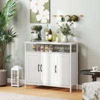 HOMCOM Industrial Kitchen Sideboard with Open Shelf, 2 Cabinets, Adjustable Shelves for Living Room, Dining Room, White(m-7)