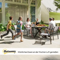 Outsunny Tuintafel Ø118cm, weerbestendige balkontafel van aluminium, bijzettafel met gekruiste poten en lattenontwerp, zwart(m-9)