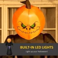 HOMCOM 2.1m Inflatable Pumpkin Ghost Head Monster Vampire 6 LED Halloween Blow Up Yard Holiday Decoration(m-4)