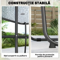 Outsunny Set de Masă de Grădină 8 Piese cu Umbrelă, Set Mobilier Grădină cu 6 Scaune Pliabile, Masă din Sticlă Temperată și Umbrelă pentru Terasă, Gri(m-7)