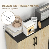 HOMCOM Aparador Estreito de Sala com 2 Portas, 2 Gavetas e Prateleira Ajustável 90x30x75,5 cm Natural e Preto(m-6)
