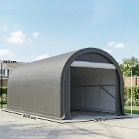Outsunny Tendone da Giardino per Auto e Attrezzi con Ingresso a Cerniera, Picchetti e Funi, 500x300x240 cm(m-3)