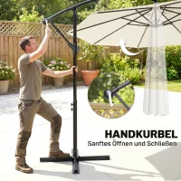 Outsunny Parasol afneembare zwevende parasol zwengelparasol met handkruk crème(m-7)
