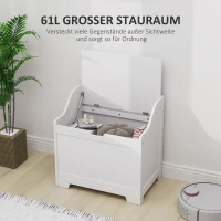 HOMCOM Opbergkist, Houten Kist met Deksel, Ruim, Modern Ontwerp, Wit(m-4)
