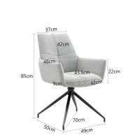 Fauteuil pivotant 360° rembourré, piètement métal laqué stable, patins antidérapants, 48x50x85 cm, Gris clair(m-3)