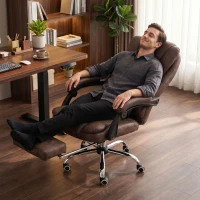 Vinsetto Massagebureaustoel met Lig- & Verwarmingsfunctie, Draaibaar, Ergonomisch, tot 120 kg, Bruin(m-4)