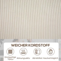 HOMCOM 3-zitsbank met cordstof, woonkamerbank met veerkern, tot 400 kg, 227 x 84 x 87 cm, crèmewit(m-5)