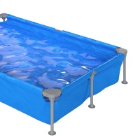 Outsunny Metal Frame Swimming Pool, Rectangular Above Ground Frame Pool with Repair Patch, 229 x 160 x 43 cm, Blue(m-12)