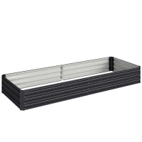 Outsunny Carré potager de jardin rectangulaire jardinière extérieure 241 x 90,5 x 30 cm tôle d'acier ondulée noir(m-1)