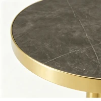 Table d'appoint ronde moderne, stabilité optimale et un gain de place, 59.5x59.5x73.5 cm, Gris+Or(m-8)
