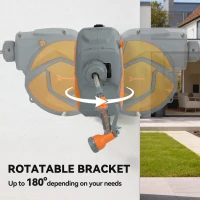 DURHAND 10m Garden Hose Reel Wall Mounted Auto Rewind with 7 Patterns Spray Nozzle, Includes Wall Fixings, Orange(m-6)